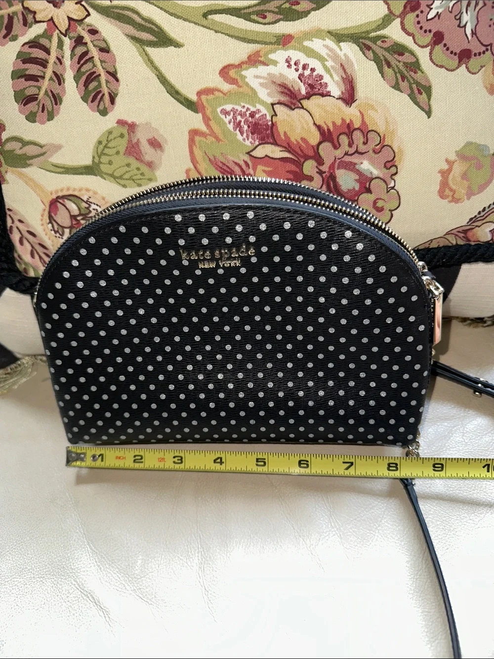 kate spade Black and Metallic silverPolka Dot Crossbody with Gold Chain ♠️